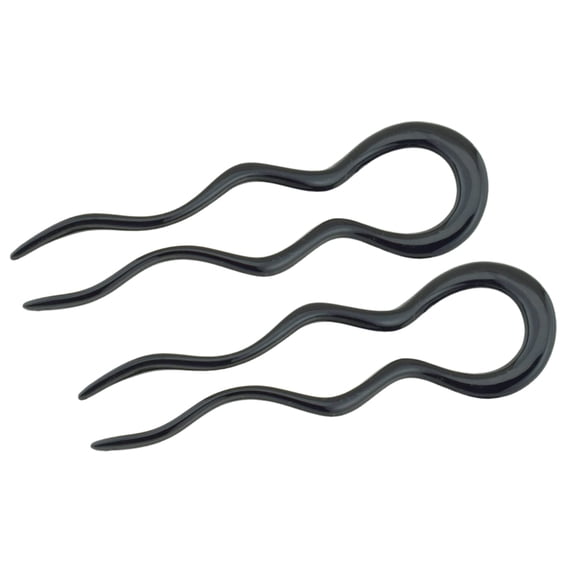 Parcelona French Black 4 Inch Large 2 Pins Wavy Crink U Shaped Hair Pin