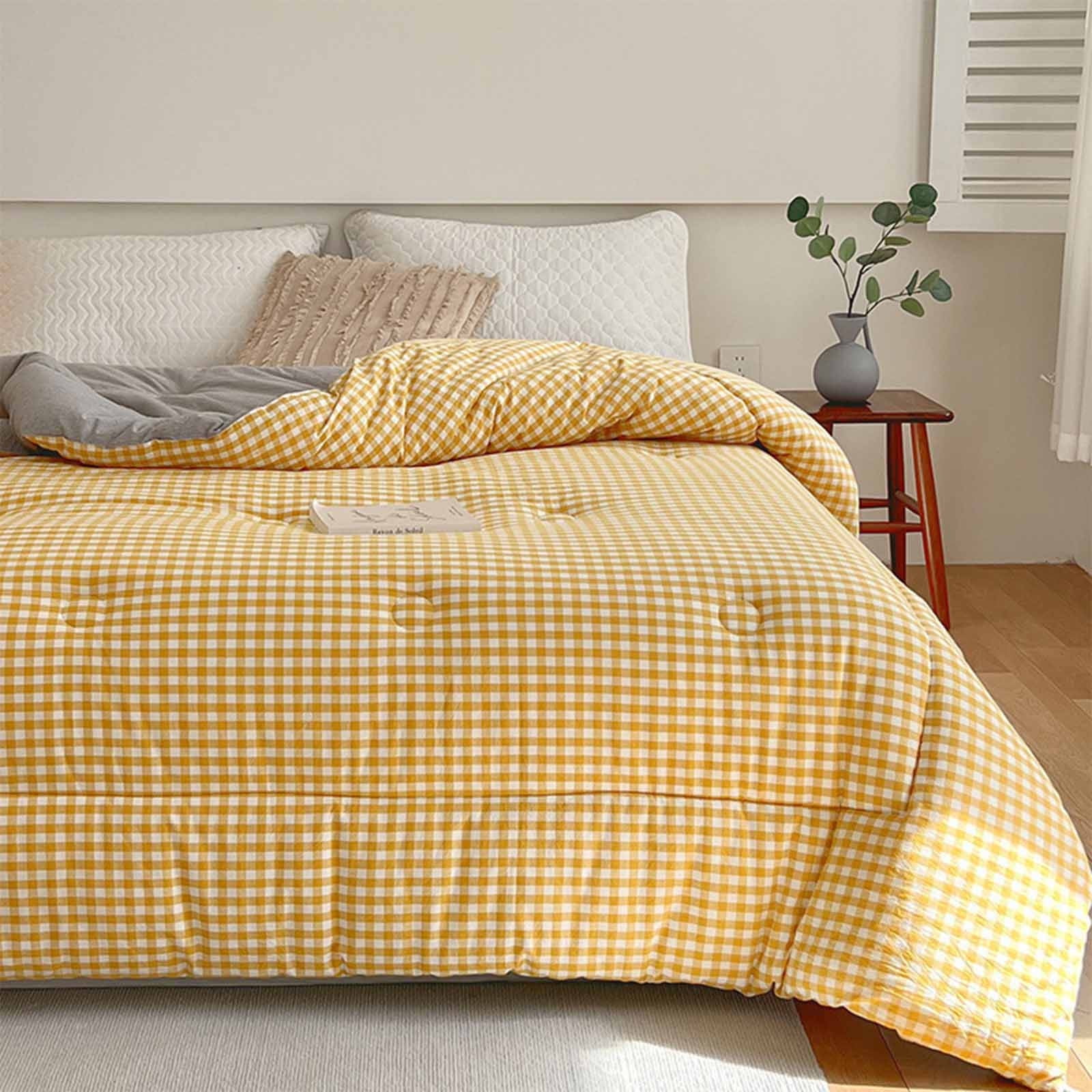 Thickened Spring & Fall Quilt - Warm Seasons Bedding, 59" x 78" - Soft, Cozy & Easy Care - Available in Blue, Khaki, Pink, Green, Yellow - 1PC