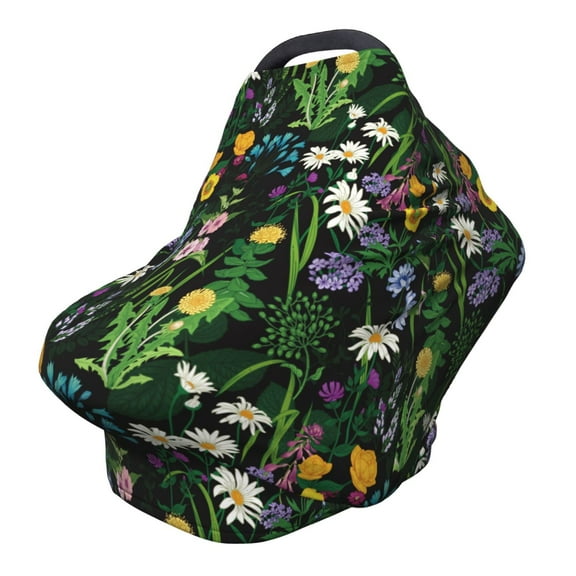 Fotbe Chamomile Pattern Car Seat Covers for Babies, Nursing Breastfeeding Cover Carseat Canopy, Soft Stretchy Carrier Cover