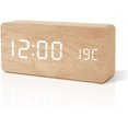 thumbnail image 1 of Reloj despertador de madera Reloj de mesa LED moderno Reloj despertador digital Pantalla táctil de voz/fecha/temperatura para el hogar, dormitorio, oficina, marrón, naranja, 1 of 5
