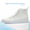 thumbnail image 3 of Obtaom Womens High Top Canvas Sneakers Play Mid Fashion Sneaker Casual Lace up Canvas Shoes(White,US5), 3 of 7