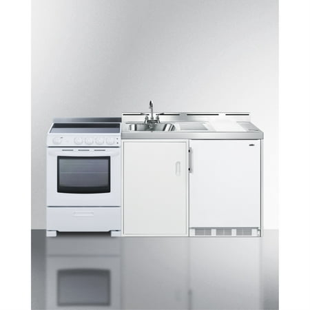All-in-one combination kitchenette with refrigerator-freezer  sink  storage cabinet  and smooth-top range
