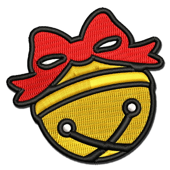 Jingle Bell Christmas Applique Multi-Color Embroidered Iron-On Patch - 2.5 Inch Small
