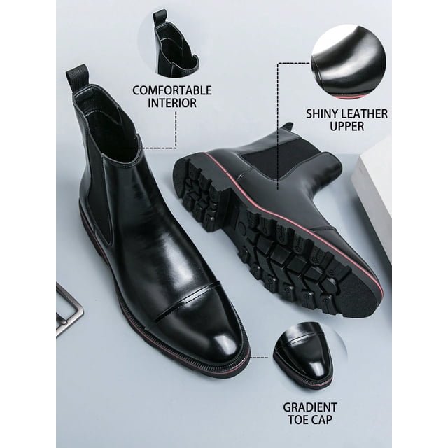 Men's Chelsea Boots Patent Leather Ankle Boots Fashion Pointed Toe High Top Boots For Streetwear, Business, Parties, Dancing