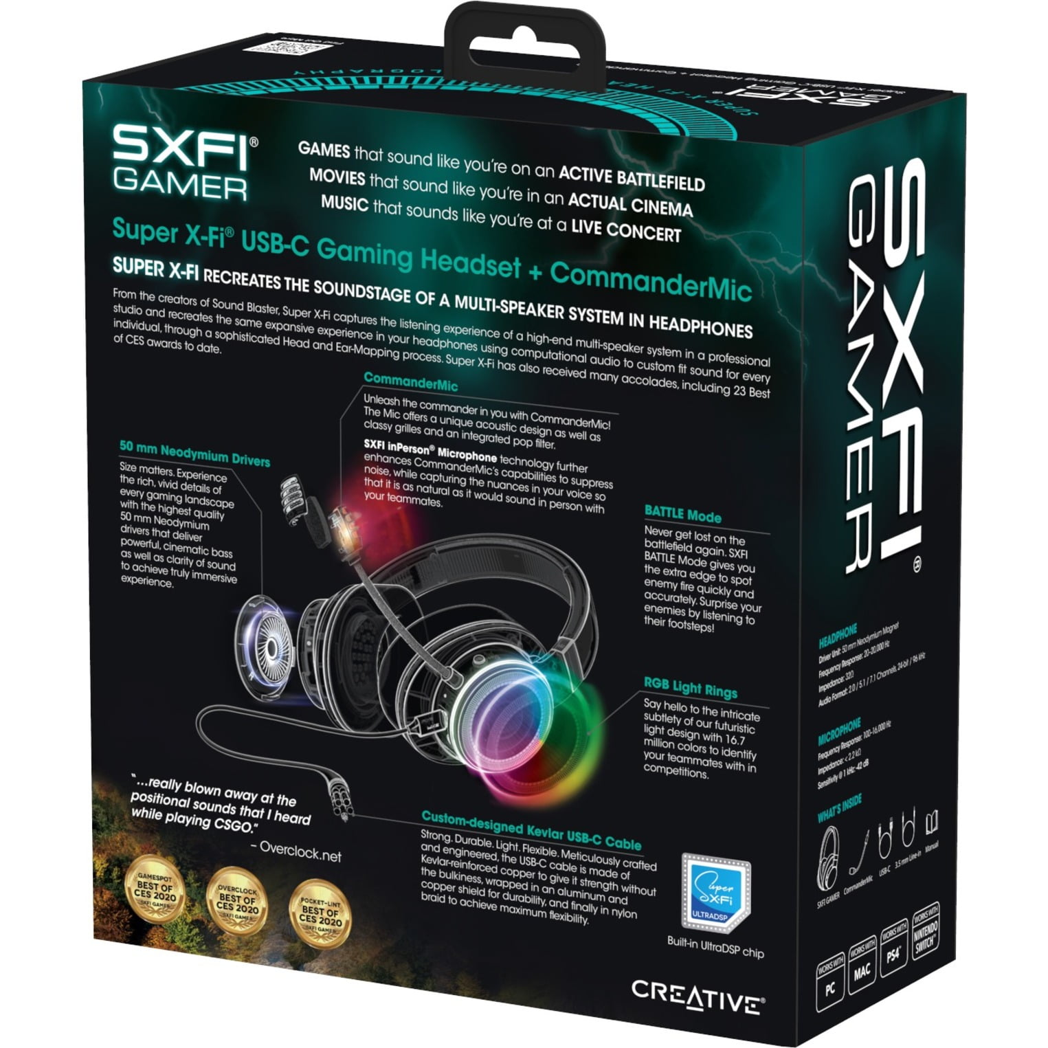 Creative Labs 51EF0880AA000 SXFI GAMER USBC Gaming Headset - Walmart.com