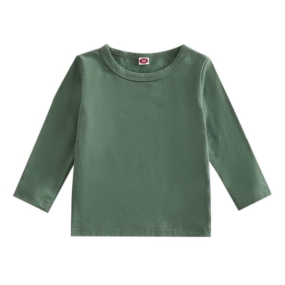 Bobifish Toddler Boys Girls T Shirts 3/4 Sleeve Crew Neck Tees Solid Plain Print Fall & Autumn Basic Boys Girls Kids Children Tops