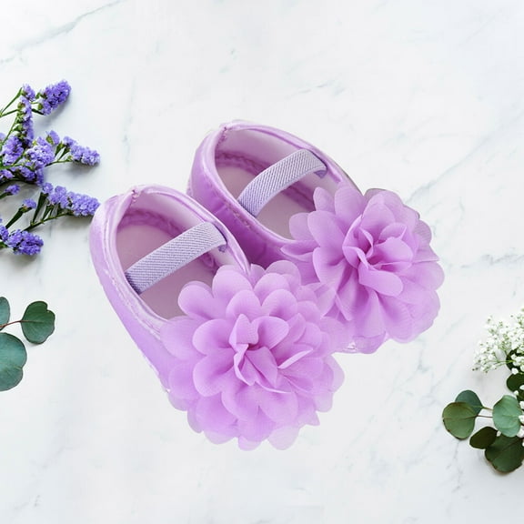 LABSERRON 1 Pair Newborn Baby Girl Shoes Purple Cotton Non-Slip for Toddler 4.1x1.8x1.2in