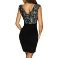 thumbnail image 4 of LilyLLL Womens Evening Cocktail Party Sleeveless V Neck Bodycon Lace Mini Dress, 4 of 4