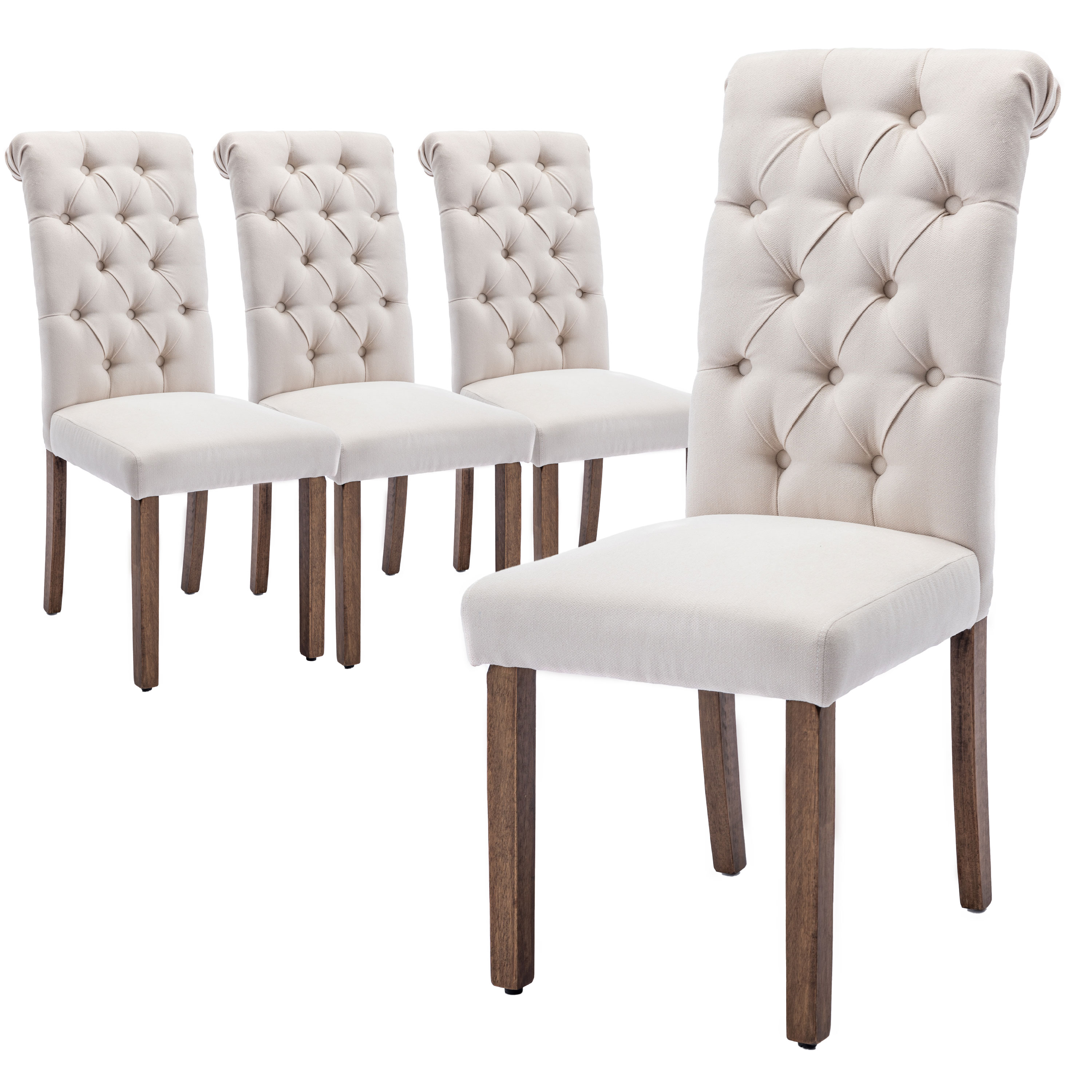 Snugway Tufted Dining Chairs Set of 4,Upholstered Fabric Accent Parsons