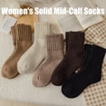 thumbnail image 3 of Womens Solid Mid Calf Socks, 5 Pairs Cozy Fall Socks for Women, Winter Soft Thermal Cotton Knit Socks, 3 of 8