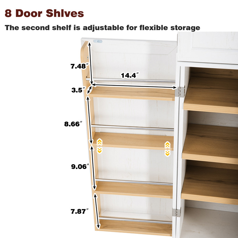 Farmhouse Kitchen Pantry with Drawers, Sideboard Storage Cabinet with Adjustable Shelves, Freestanding Versatile Cupboard