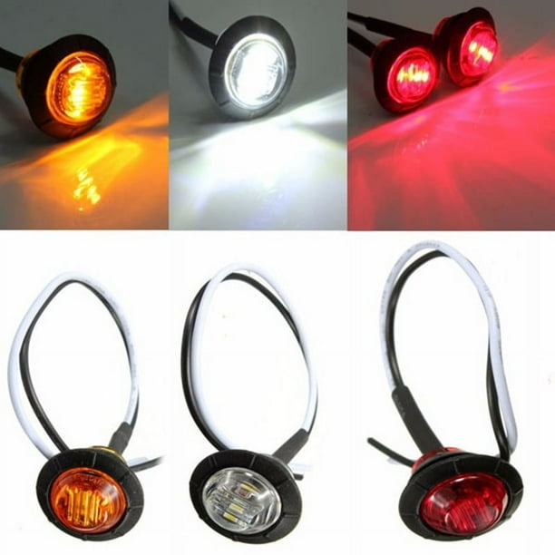 10 luces LED laterales para camión, 3 LED, para señal de autobús, para casa, color rojo, 3/4 de pulgada