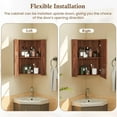 thumbnail image 5 of Auranook 23.5" Corner Medicine Cabinet with Mirror, Wall Mounted Bathroom Cabinet w/ Left or Right Open Mirror Door, Adjustable Shelf, Clear Reflection, 5 of 10