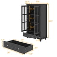 thumbnail image 4 of WIAWG Black 55.1" Perfect Pantry Storage Bookcase Display Cabinet - Glass 2-Door & 1-Drawer for Home Office, 4 of 5
