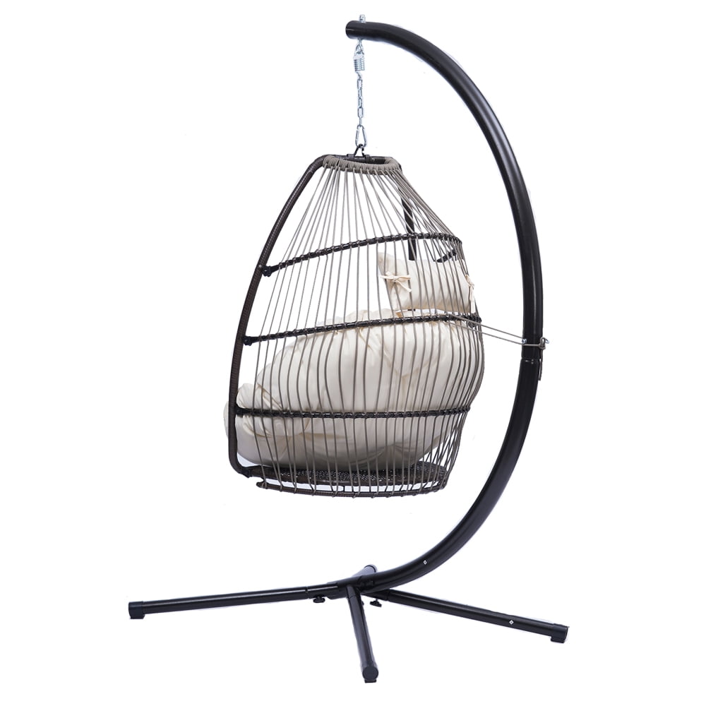 Hassch Outdoor Patio Wicker Folding Hanging Chair,Rattan Swing Hammock