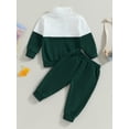 thumbnail image 4 of ZAXARRA Toddler Girl Boy Fall Clothes Contrast Color Long Sleeve Half Zipper Tops Elastic Waist Pants 2Pcs Outfit, 4 of 8