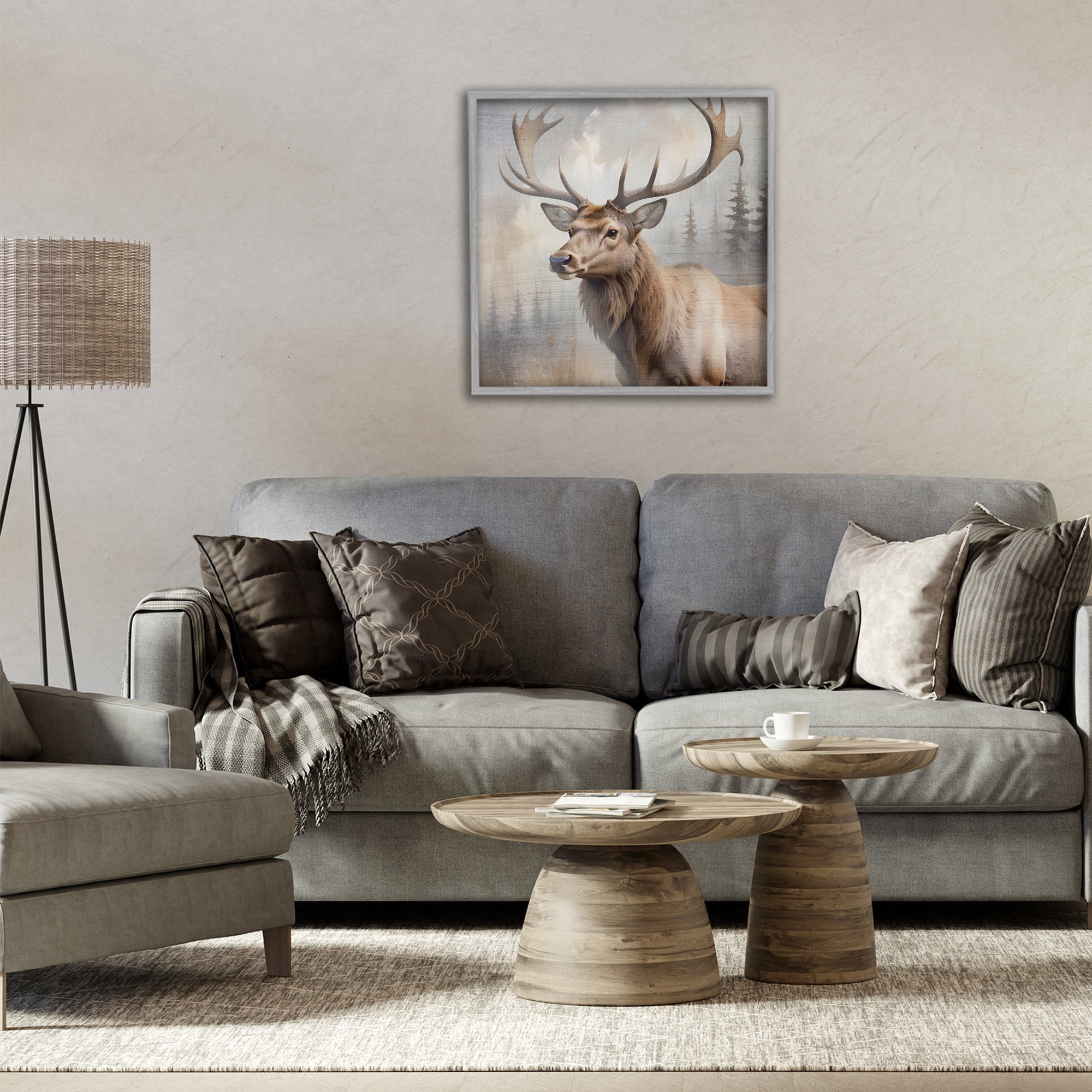 Stupell Industries Graceful Forest Stag Gray Framed Giclee Art, design by Susan Arnot