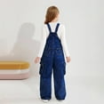 thumbnail image 4 of Girls Denim Overalls Little Big Girls Wide-Leg Jeans Jumpsuit Cargo Pants Distressed Bib Overalls with Pockets 6-14 Years, 4 of 4