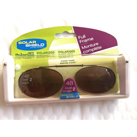 Solar Shield 48 Oval 2 Polarized Lenses Full Frame Clip-on Sunglasses (Amber)