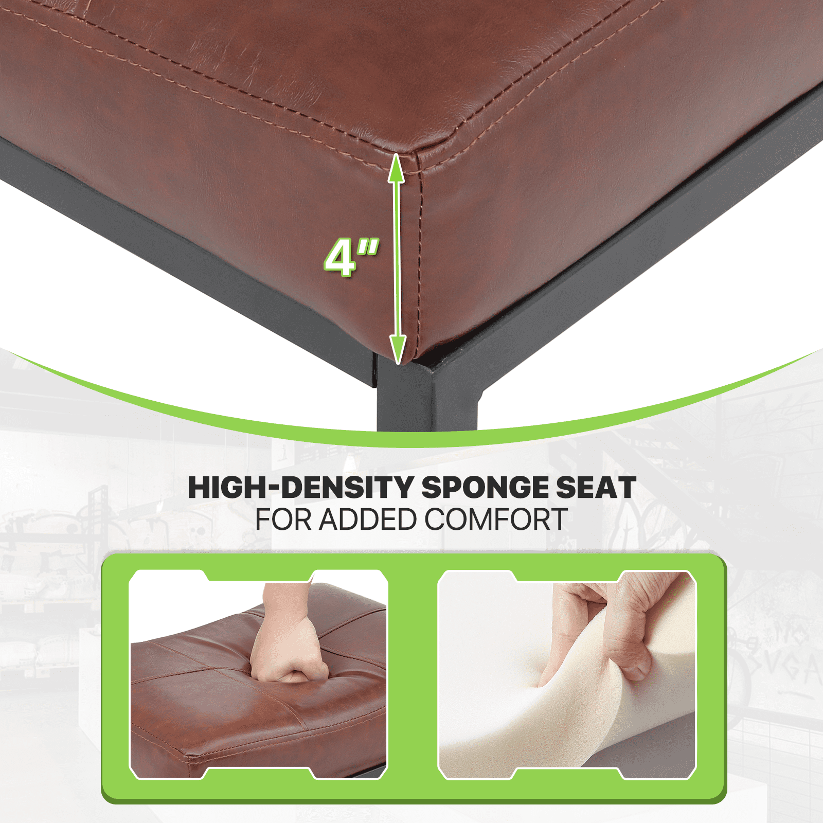 Magshion 31.5" Upholstered Counter Bar Stool Set of 2, Backless PU Leather Saddle Seat Barstools for Kitchen Island, Metal Frame, Gray