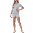 thumbnail image 2 of INSPIRE CHIC Women's Pajamas Button Down Sleepwear Short Sleeve Top with Shorts Casual Lounge Sets L Gray, 2 of 6