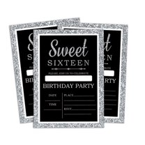 Darling Souvenir Black Birthday Invitation Card Printable Elegant Fill or Write In Blank Party Invites 28 Pcs 5 x 7 Inches