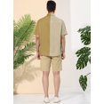 thumbnail image 4 of Lars Amadeus Men's Shirts Short Sleeve Summer Cotton Patchwork Button Down Shirts M Brown White, 4 of 5