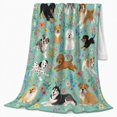 thumbnail image 2 of Playful Dogs Wildflowers Cheerful Illustrative, Playful Pet Portrait Pattern, Warm Flannel Blanket for Living Room and Reading Nook, Dog Lovers Friendship Gift, Pet Lover Home Decor, 2 of 9
