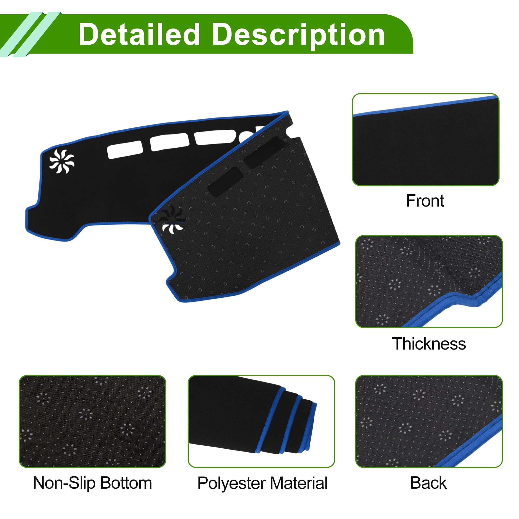 Unique Bargains Dash Cover Mat Carpet Center Console Polyester for Ford Black Blue