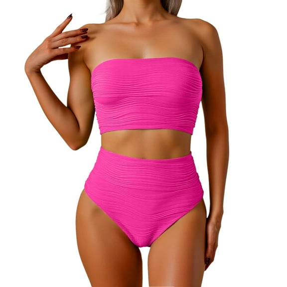 RUTAYY Women's Bikini Sets Tankini Adjustable Straps Ruffle Design Cover Up Summer Swim Suit 2 Piece Trendy Vacation Swimsuit