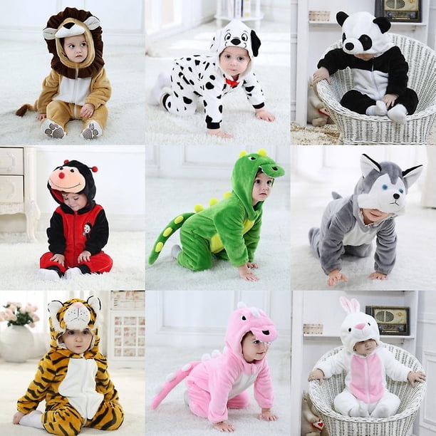 Umorden Infant Toddler Rabbit Dog Lion Tiger Dinosaur Costumes Baby Boys Girls Kigurumi Cartoon Animal Romper Halloween Purim zhangyuxiang LED