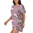 thumbnail image 2 of Naloa Rose Flowers Women's Short-Sleeved Pajama Set, Loungewear, Summer pajamas, Breathable Cozy - X-Large, 2 of 9