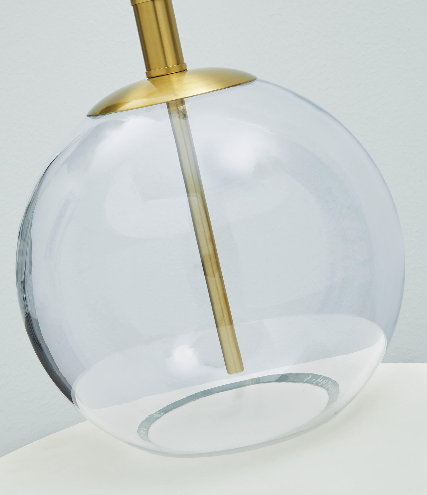 Signature Design by Ashley Contemporary Samder Table Lamp  Clear/Brass Finish