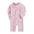 thumbnail image 6 of Charella Baby/Toddler Girls Zipper One Piece Swimsuit Cute Long Sleeve Bathing Suit Swimwear with Sun Hat Pink 02,12-24 Months, 6 of 6