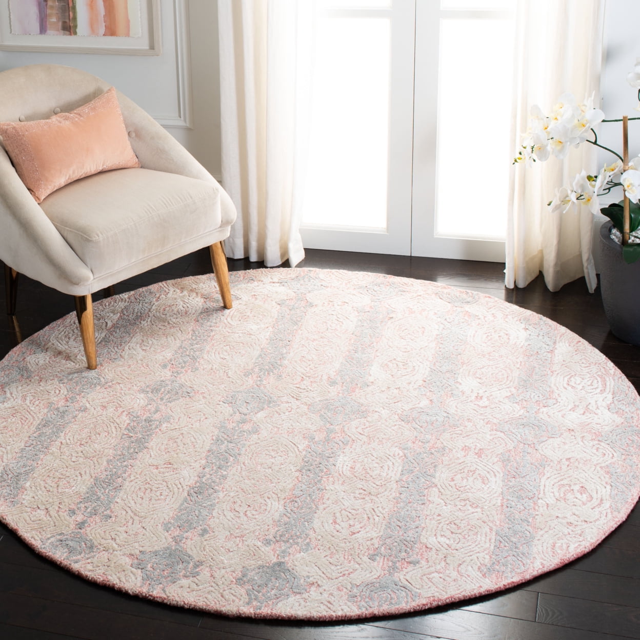 SAFAVIEH Glamour Aubree Abstract Area Rug, Light Pink/Ivory, 4' x 6'