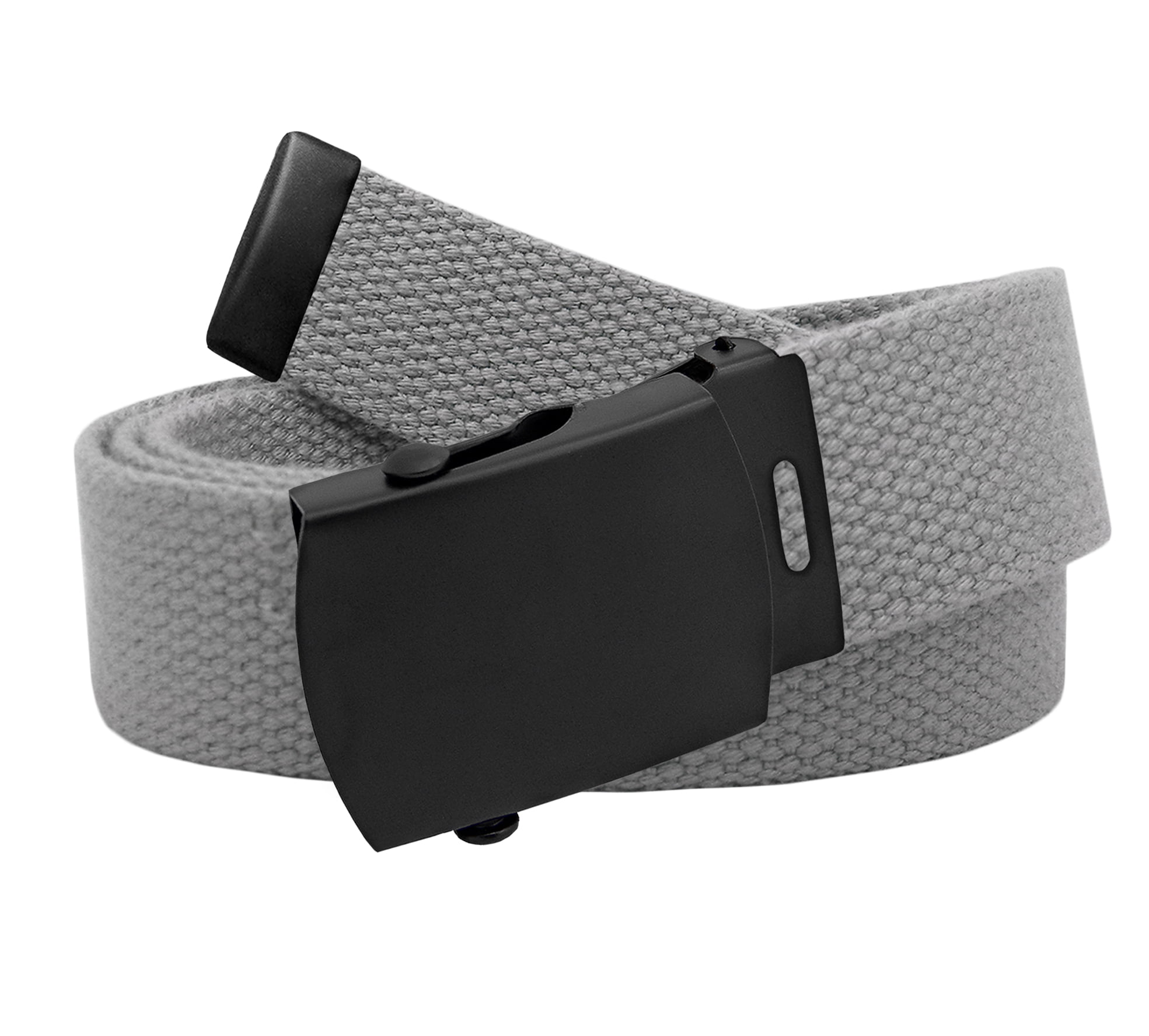 Men's Black Slider Military Belt Buckle with Canvas  Belt Small Gray