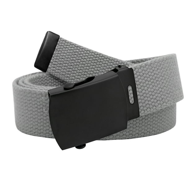 Men's Black Slider Military Belt Buckle with Canvas  Belt Medium