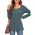 thumbnail image 2 of ANYJOIN Long Sleeve Shirts for Women Square Neck Fall Tops Lightweight Tunic Sweaters, 2 of 5