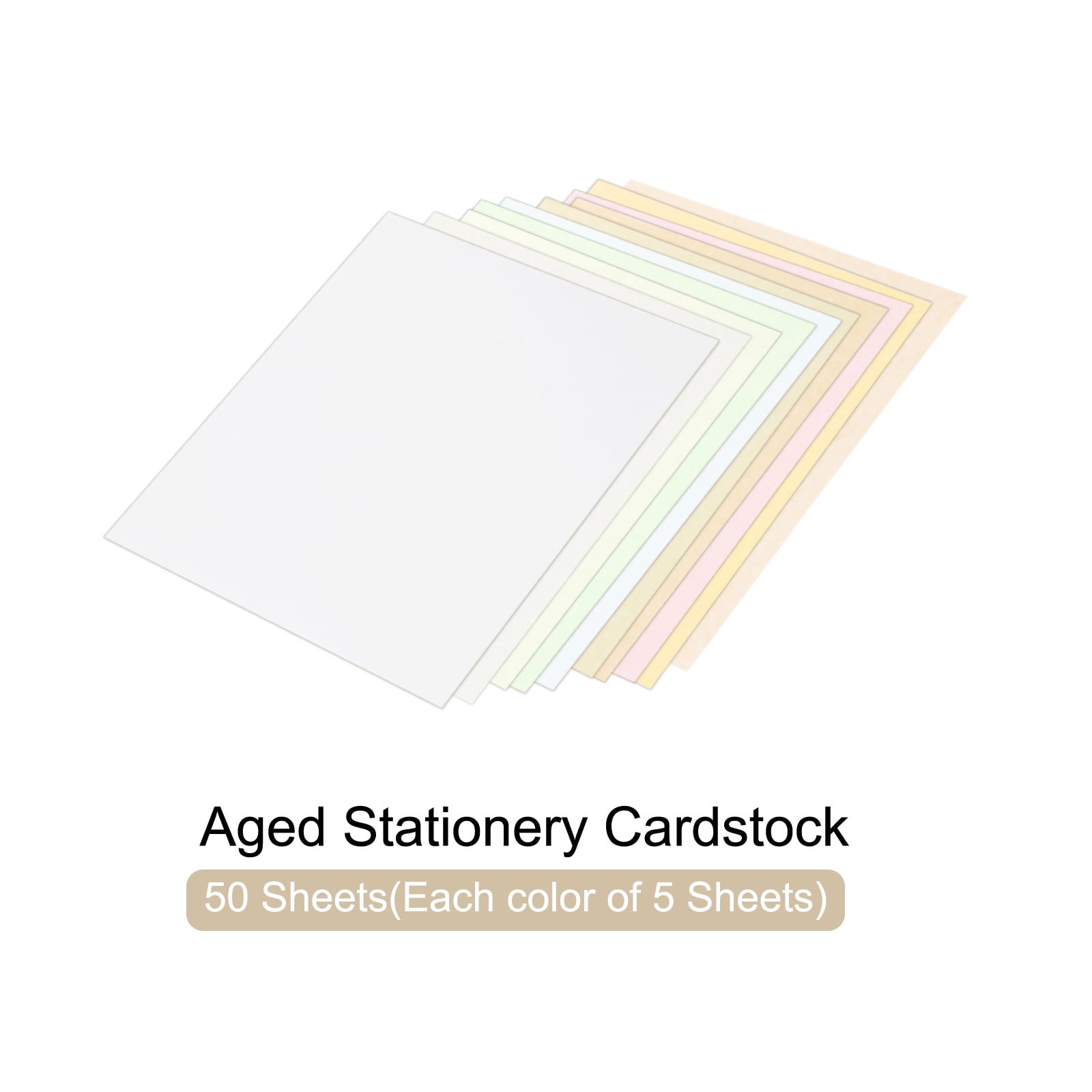 Uxcell 50 Sheets Parchment Paper Aged Look Stationery 200GSM Vintage Paper Sheet, [for Certificate, Invitation, Envelope] - 12 x 12 Inch / 10 Assorted Color