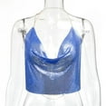 thumbnail image 4 of Women's Chain-Embellished Sleeveless Backless Crop Top, Beading & Tassel Details, Polyester, for Club & Vintage Look, 4 of 4