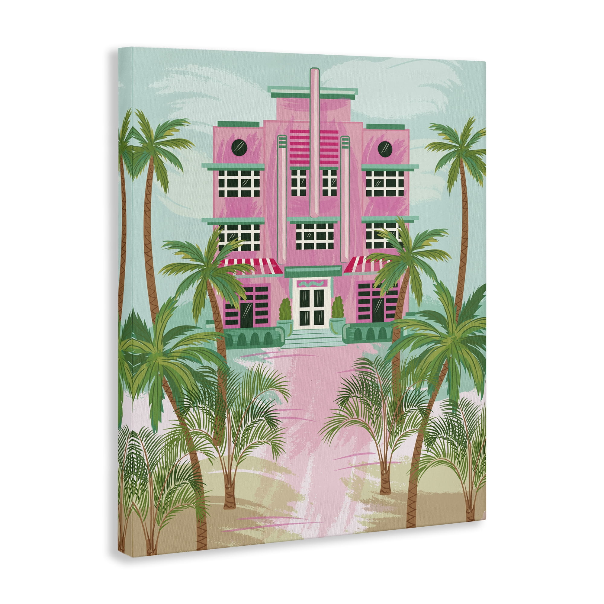 Stupell Industries Tropical Palm Hotel Nautical & Beach Painting Wrapped Canvas Art Print Wall Art, 24 x 30