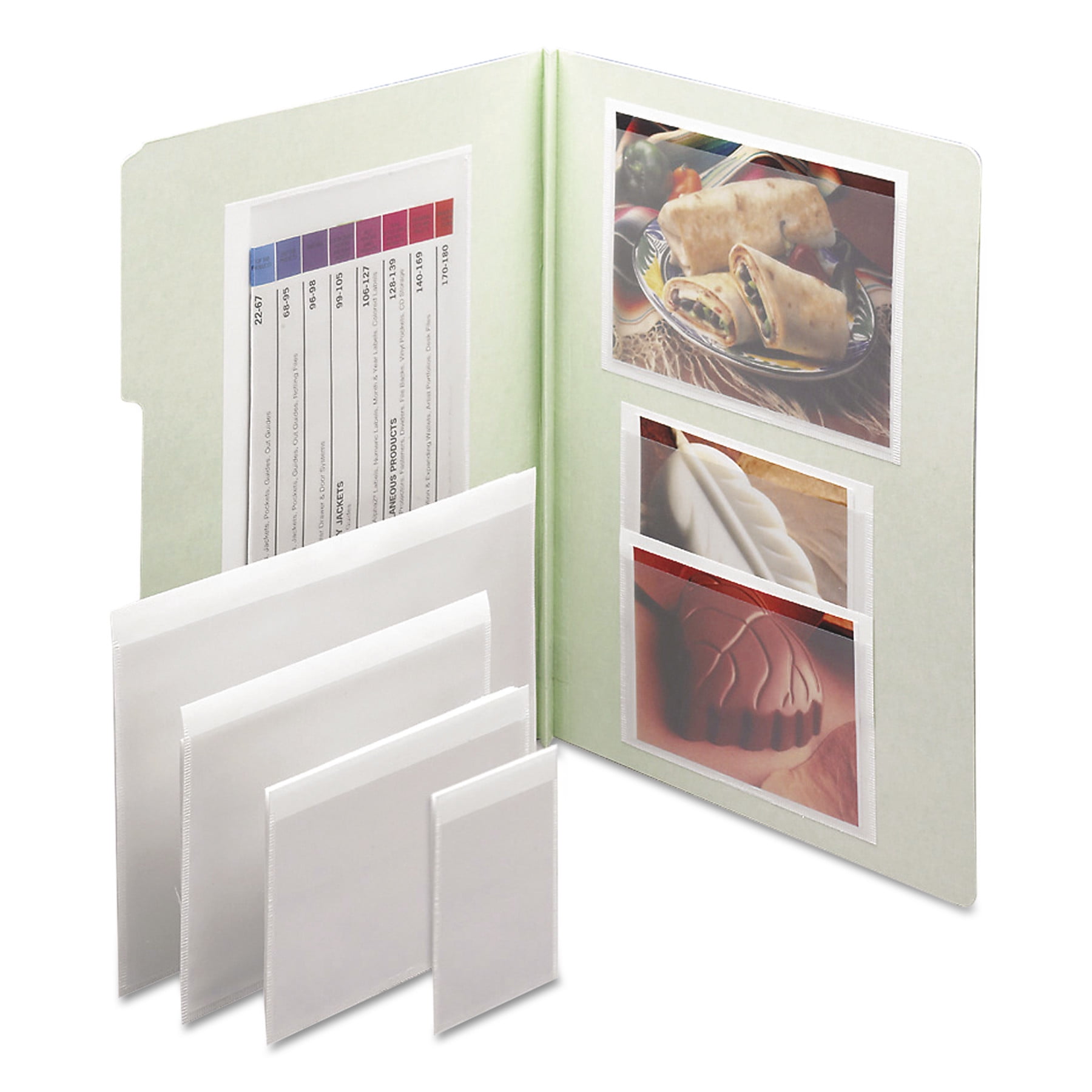 Smead Self-Adhesive Poly Pockets, Business Card Size (4-1/16"W x 3"H), Clear, 100 per Box (68123)