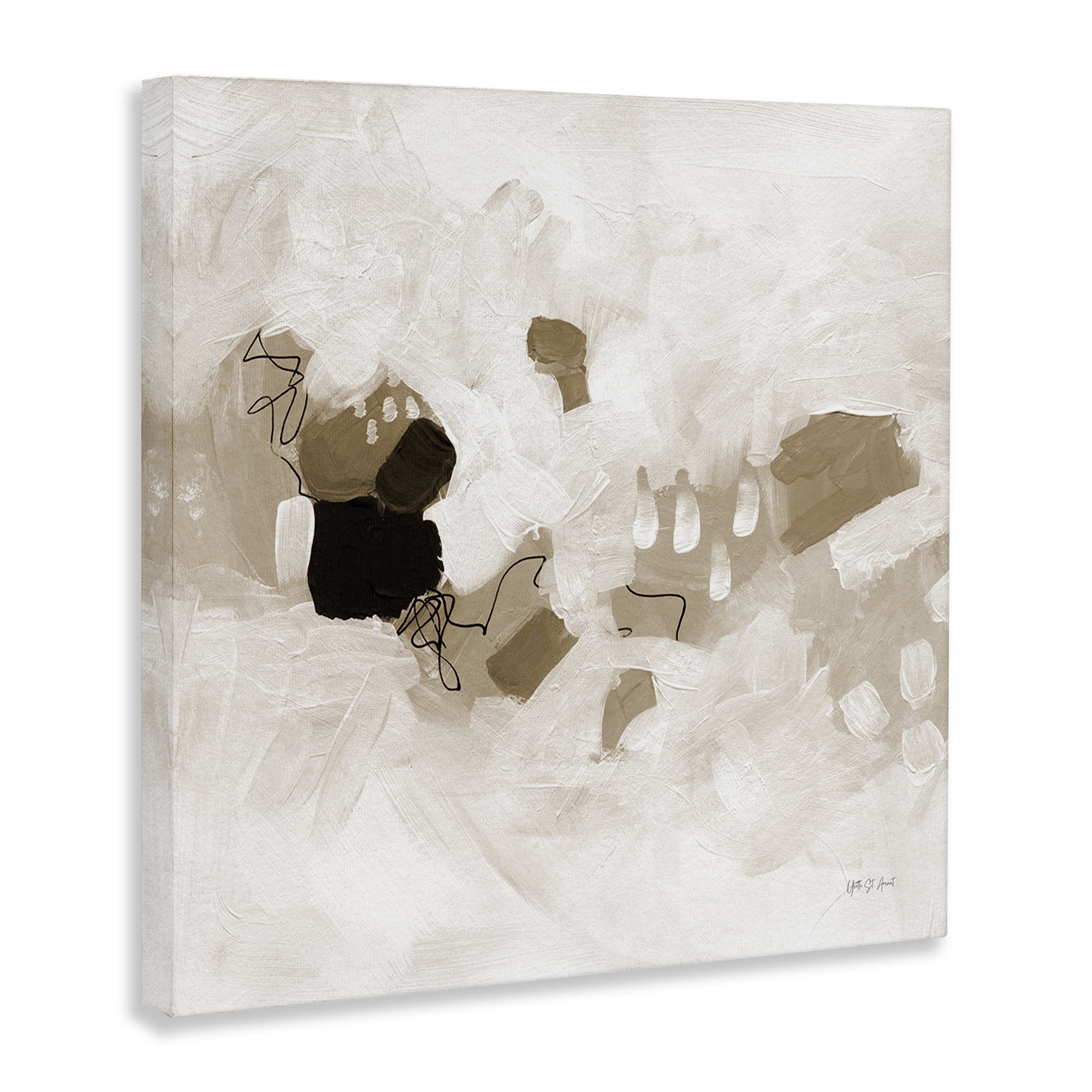 Stupell Industries Neutral Classic Conservatory Abstract Painting Gallery Wrapped Canvas Art Print Wall Art, 17 x 17
