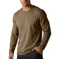 thumbnail image 3 of TASICA Men's 100% Cotton Top Round Neck Solid Color Pullover Casual Straight Shoulders Long Sleeve Blouses Cultural Undershirt Fall Winter Outfit Clothe, 3 of 9