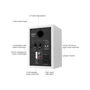 Ortiza 60W Computer Speakers for Gaming and Music, Active Bluetooth 5.3, Stereo 2.0 Speakers for Desktop PC Monitor or Laptop, Surround Sound Speaker, 3.5 mm Aux RCA Input, USB-Powered, 1 Pair, White