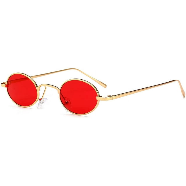 FEISEDY Lunettes de Soleil Rondes Vintage Petites Rétro Fines Monture en Métal Couleurs Bonbon B2422