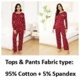 thumbnail image 4 of Womens Cotton Pajama Sets with Long Sleeves and Long Pants 2pcs Round Neck Sleepwear Sets for Women Soft Loungewear Set with Pockets Cute Star Print Women Nightwear Sets, S-XXL, 4 of 10