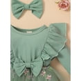 thumbnail image 6 of Bagilaanoe Newborn Baby Girls Romper Dress Long Sleeve Butterfly Flower Embroidery Bodysuit + Headband 3M 6M 12M 18M Infant Fall Patchwork A-line Dresses, 6 of 9