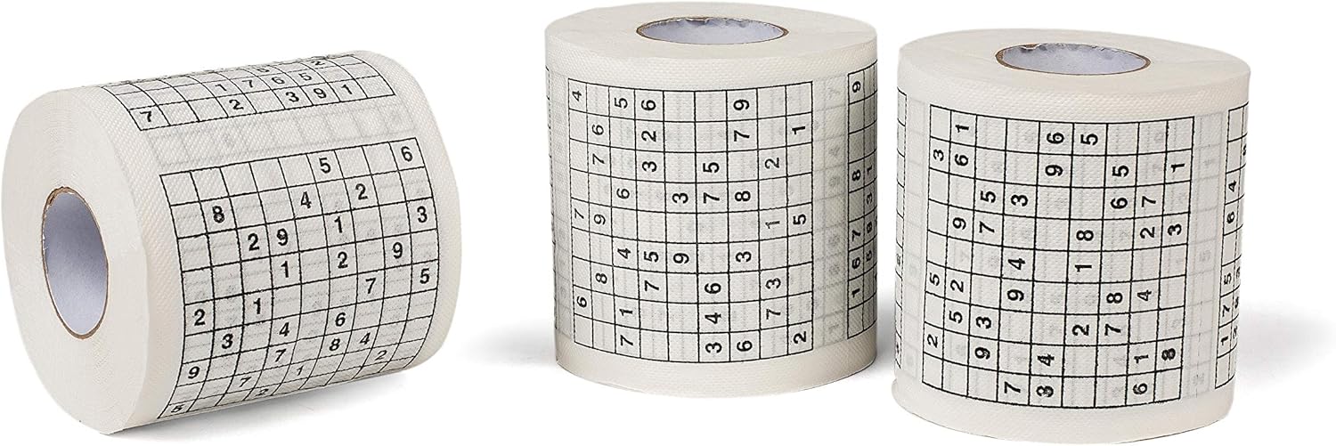 Roll of Sudoku Toilet Paper Tissue Napkin Prank Fun Birthday Party Novelty Gift Idea (3 pk)