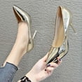 thumbnail image 4 of Glossys Golden/silver Pointed Stilettos High Heel Breathable Comfortable Sandals For Party Daily Work, 4 of 5